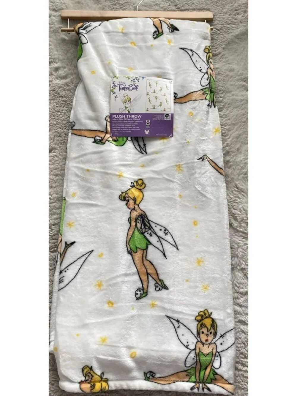 Disney TinkerBell Poses White‎ Soft Throw Blanket 50” X 70” VIRAL NEW